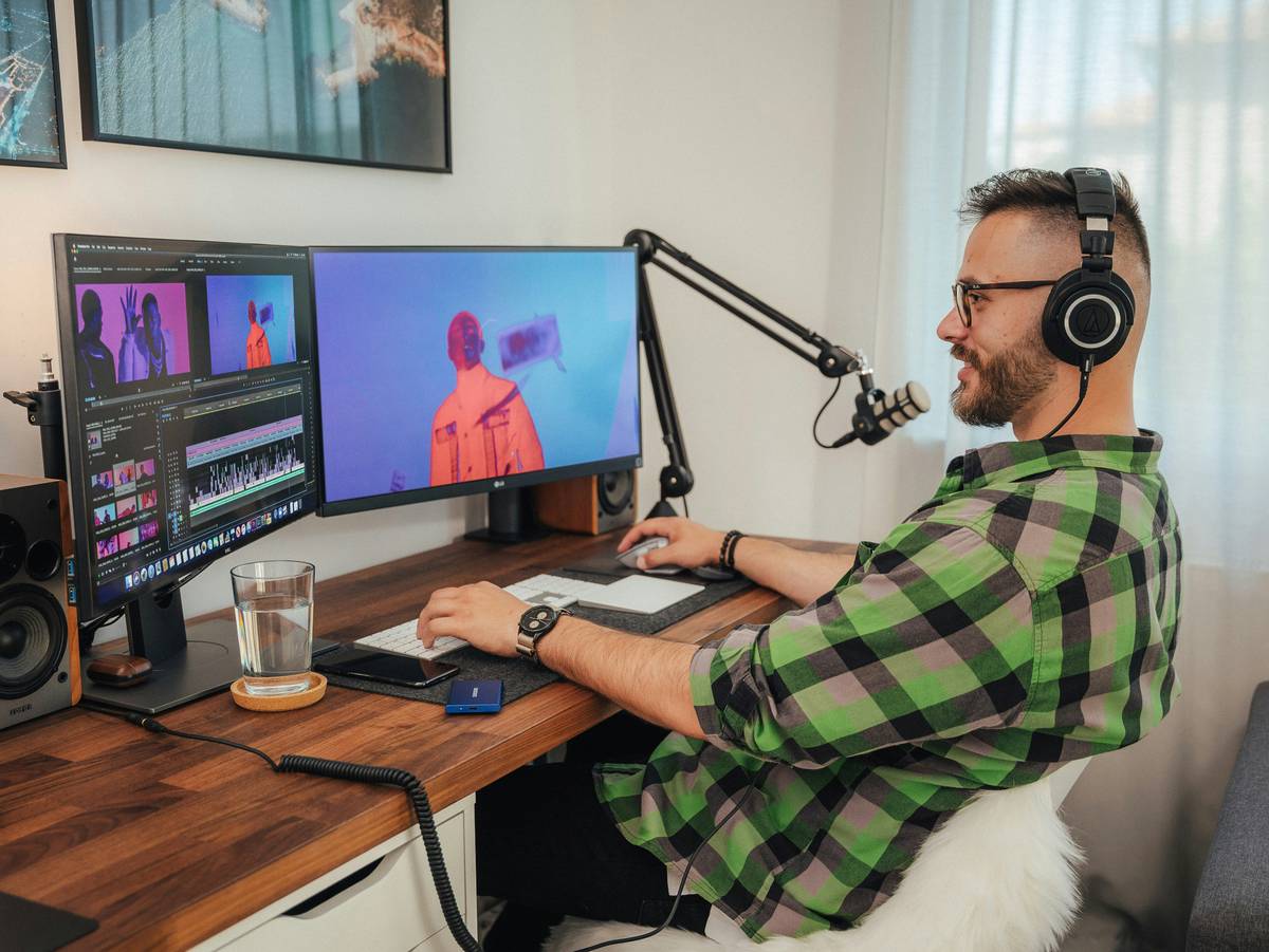 SEO for Streamers: laptop showing YouTube Studio analytics with rising views graph